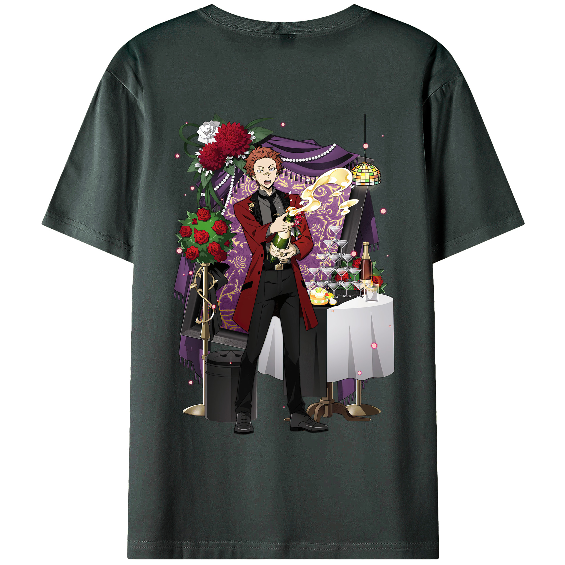 （画像用） 文豪ストレイドッグス Bungo Stray Dogs 綿100％ メンズ半袖Tシャツ（バックプリント） 通気性